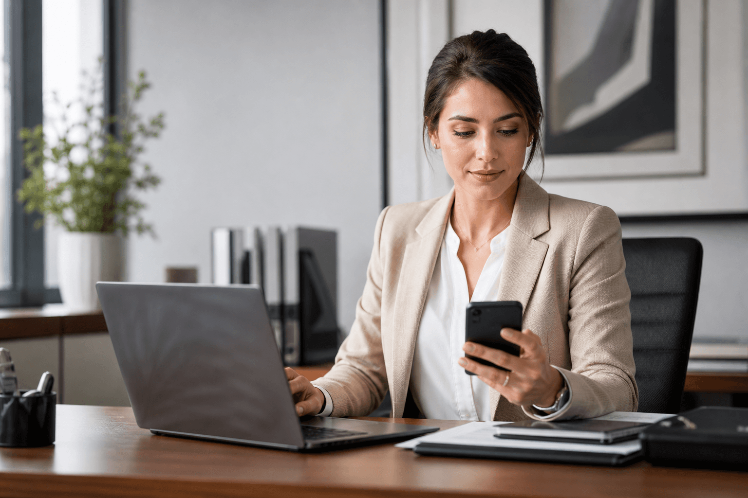 Executive assistant verifying an approval request through a separate communication path