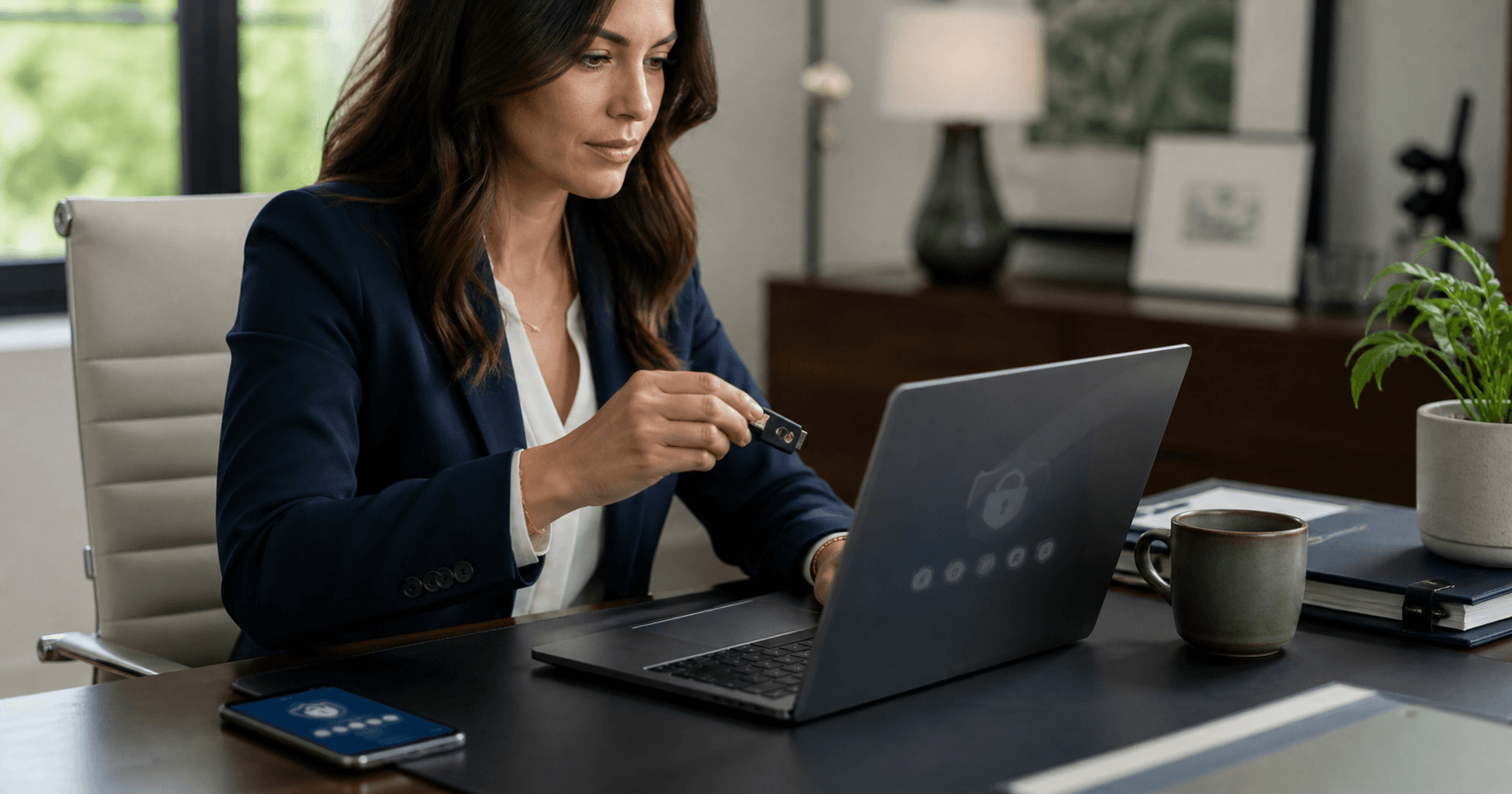 Executive assistant using a hardware security key for a sensitive account